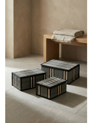 Acar Nordic 3 Lü Kapaklı Bambu Sepet Seti