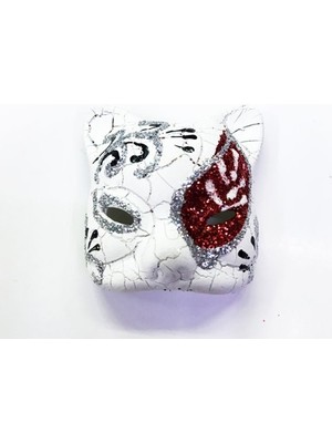 Ett Kırmızı Renk Işlemeli Seramik Malzemeden Imal Venedik Kedi Model Magnet Dinç Store - 004982