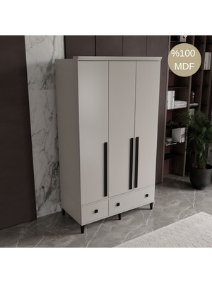 Comiet Premium Seri Mdf 3 Kapaklı Gardırop