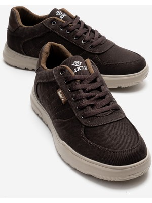 Ccway Yan Dikişli Keten Erkek Ayakkabı Kahve