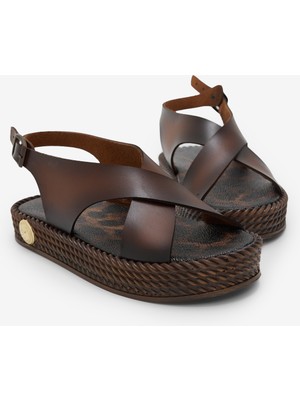 Tonny Black Kadın Taba Poli Taban Rahat Çapraz Bantlı Sandalet