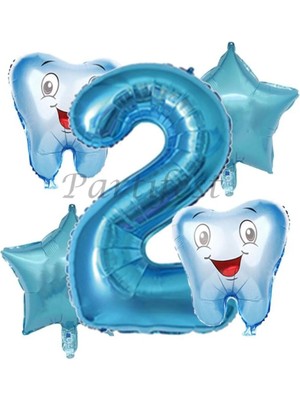 Parti Station Diş Buğdayı Balon Set Ilk Dşim Folyo Balon Set Konsept Doğum Günü Set Yaş Balon