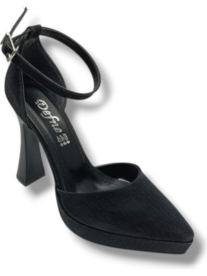 Defne 184-26 Simli Kareli Deri Platform Topuk Kadın Abiye Ayakkabı