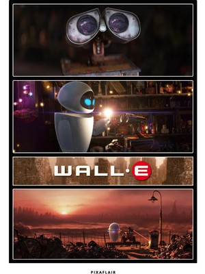 Pixaflair - Wall-E - Love - Çerçevesiz Poster