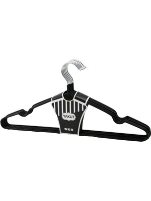 Calperia Siyah 10PCS Silikon Kaplamalı Metal Elbise Askısı (5047)