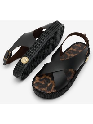 Tonny Black Kadın Siyah Poli Taban Rahat Çapraz Bantlı Sandalet