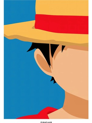Pixaflair - One Piece - Monkey D. Luffy - Minimalist Tablo - Çerçevesiz Film Poster