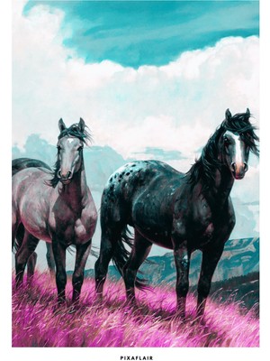 Pixaflair - Horses - Tablo - Çerçevesiz Dekor Poster