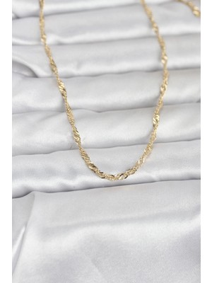 Calperia cm 14K Gold Renk Burgu Yassı Model 60 cm Kadın Kolye