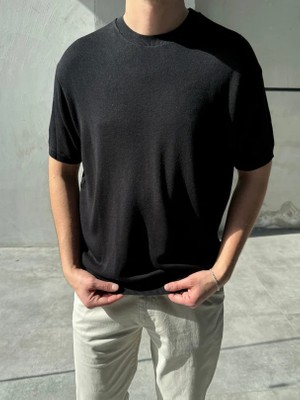 Difransel Jeans Erkek Bisiklet Yaka Ribana Detaylı Basic Triko T-Shirt