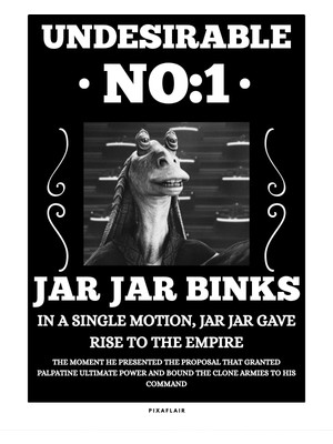 Pixaflair - Starwars - Jar Jar Binks - Çerçevesiz Poster