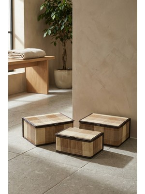 Acar Nordic 3 Lü Kapaklı Bambu Sepet Seti