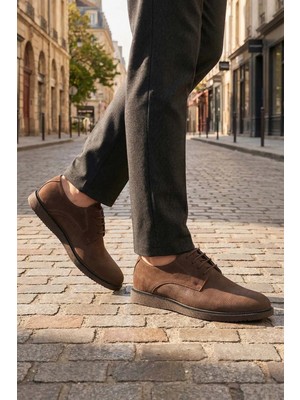 Al-Me Erkek İç Dış Hakiki Deri Ortopedik Rahat Taban Bağcıklı Ayarlanabilir Günlük Klasik Ayakkabı