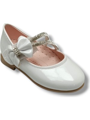 İremsu Iremsu 7050-26 Rugan Deri Taşlı Çift Bantlı Kız Çocuk Babet 21-25