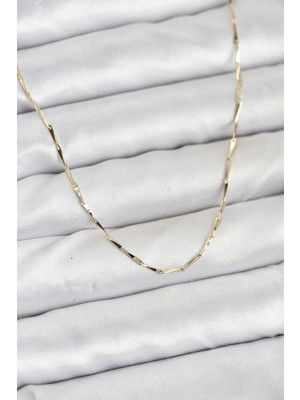 Calperia cm 14K Gold Renk Ince Kesim Çubuk Model Zincir Kadın Kolye