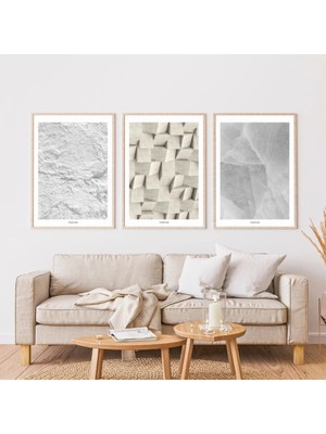 Pixaflair - Stone - Ev Dekor Poster - Çerçevesiz 3'lü Tablo Seti