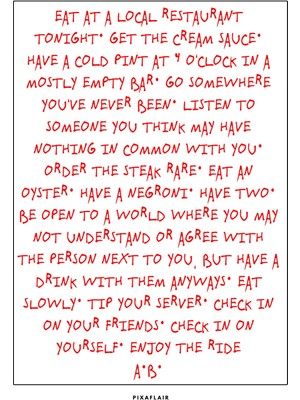 Pixaflair - Anthony Bourdain - Enjoy The Ride - Tablo - Çerçevesiz Dekor Poster