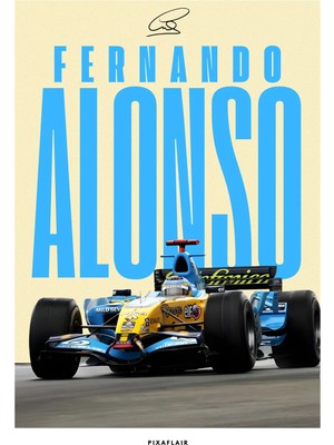 Pixaflair - Fernando Alonso Formula 1 - Çerçevesiz Poster