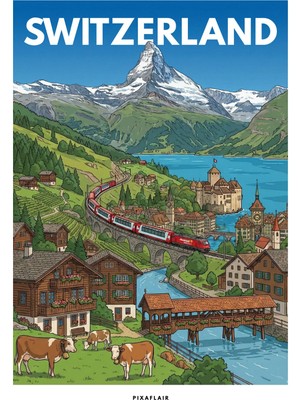 Pixaflair - Switzerland - Tablo - Çerçevesiz Dekor Poster