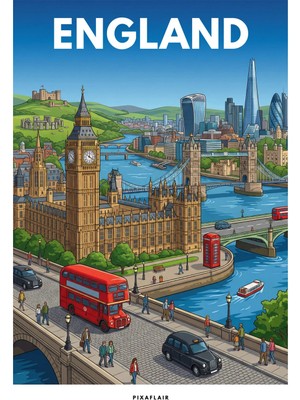 Pixaflair - England - Tablo - Çerçevesiz Dekor Poster