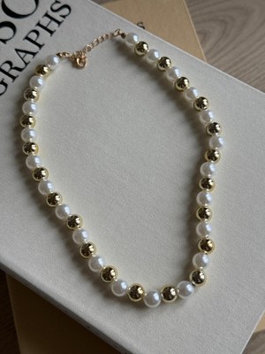 İrem Yıldız Şık Çift Renk Boncuk Çelik Kolye