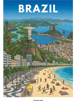 Pixaflair - Brazil - Tablo - Çerçevesiz Dekor Poster