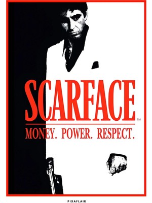 Pixaflair - Scarface - Money. Power. Respect. - Tablo - Çerçevesiz Film Poster