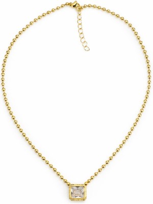 Sacha Geometrik Taşlı Topçuk Zincir Kolye