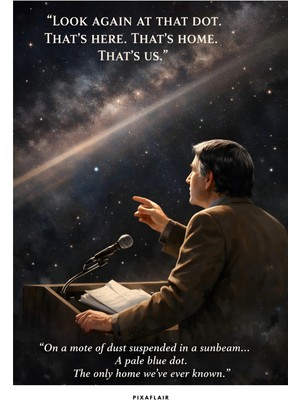 Pixaflair - Carl Sagan - Pale Blue Dot - Tablo - Çerçevesiz Dekor Poster
