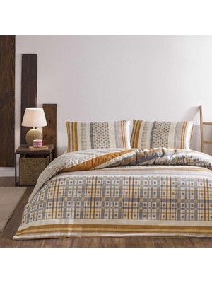 Taç Flanel Kışlık -Merald Bej- Lastikli Çarşaflı Çift Kişilik Nevresim Takımı