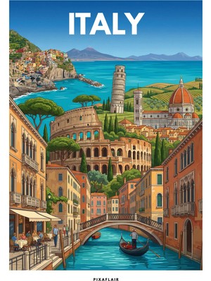 Pixaflair - Italy - Tablo - Çerçevesiz Dekor Poster