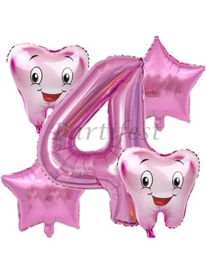 Parti Station Diş Buğdayı Balon Set Ilk Dşim Folyo Balon Set Konsept Doğum Günü Set Yaş Balon