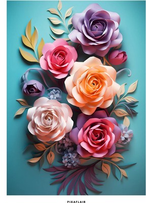 Pixaflair - Colourful Flowers - Tablo - Çerçevesiz Dekor Poster