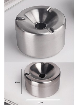 Elegancev Çelik Kapaklı Küllük - Çelik Kokusuz Küllük -7,5 cm x 5,5 cm