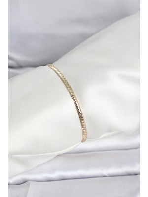 Calperia cm 14K Gold Renk Yassı Zincir Model Kadın Bileklik