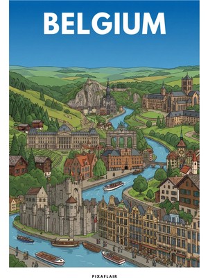 Pixaflair - Belgium - Tablo - Çerçevesiz Dekor Poster