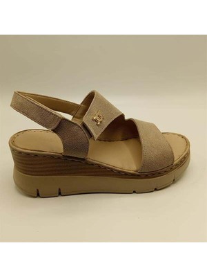 Ametist Exclusive Stabil Bej Süet Platform Kadın Sandalet  Zarafet ve Konfor