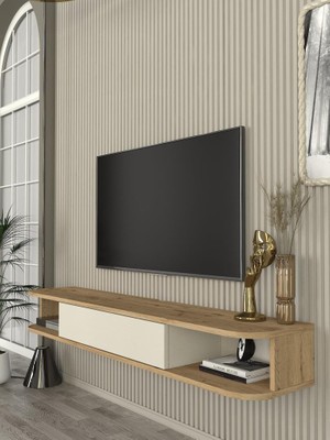 Dekorister Cross Tv Sehpası Sepet - Kumtaşı 150 cm