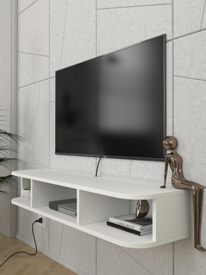 Dekorister Bask Tv Sehpası Beyaz 120 cm
