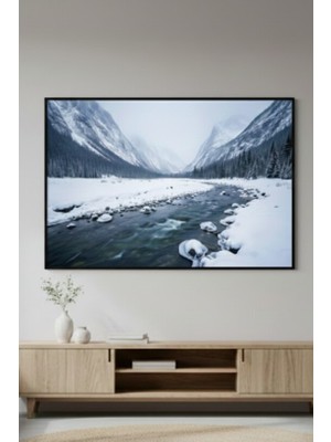 Safir Design Iskandinav Tarzı Kış Mevsimi ve Buzul Vadisi Temalı Çerçeveli Tablo