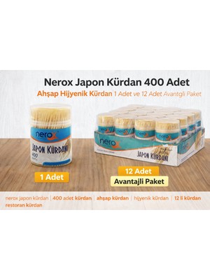 Bezos Nerox Japon Kürdan 400 Adet Ahşap Hijyenik Kürdan