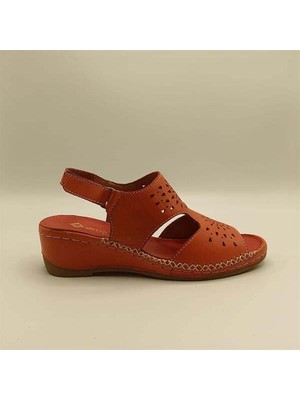 Ametist Calina Kırmızı Hakiki Deri El Yapımı Kadın Sandalet – Cesur & Rahat Stil