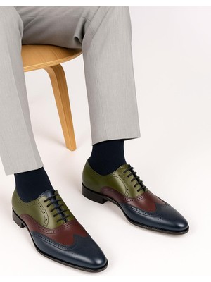 Deriderim Üç Renk Klasik Deri Ayakkabı