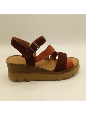 Ametist Stabil Çapraz Bantlı Bilekten Bağlamalı Gerçek Deri Süet Kadın Sandalet – Kiremitacı Kahve