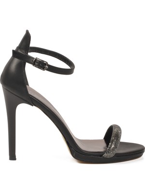 Ayakmod Siyah Yüksek Topuklu Kadın Topuklu Ayakkabı 655527 Z