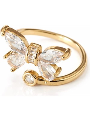 Formzen 316L Paslanmaz Çelik Zarif Işıltı Zirkon Taşlı Ayarlanabilir Yüzük – Modern & Şık Tasarım