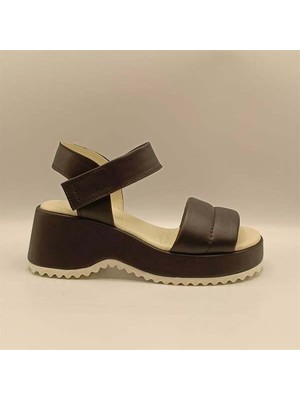 Ametist Hera Siyah Deri Dolgu Topuk Sandalet