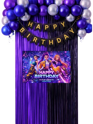 Kpop K-Pop Demon Hunters Temalı Doğum Günü Parti Malzemeleri Süsleri 35X50 cm
