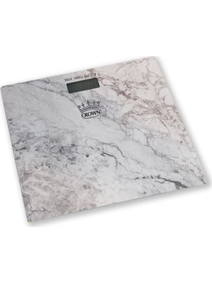 Crown Dijital Cam Baskül Terazi Mermer Desenli Şık Tasarım 180 kg Kapasiteli Hassas Ölçüm