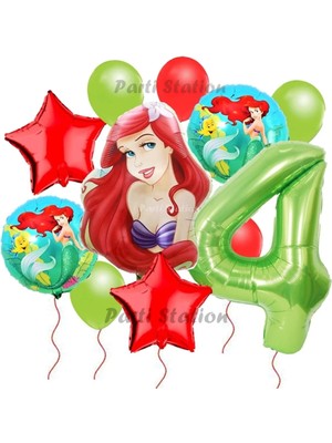 Parti Station . Prensesi Deniz Kızı Prenses Ariel Konsept 4 Yaş Doğum Günü Balon Set Aquaman Ariel Balon Set